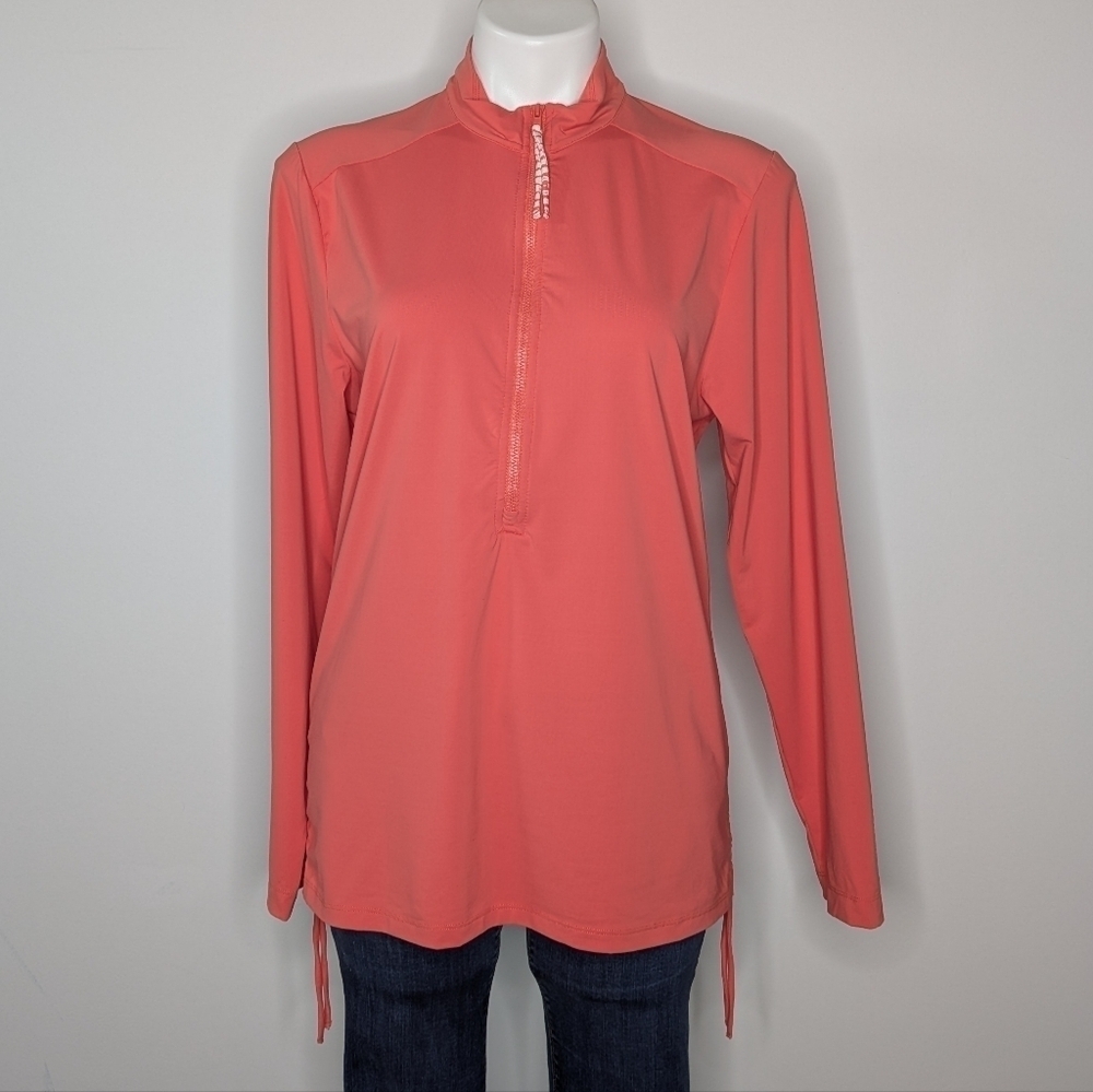 Carve Designs peach coral 1/4 zip long sleeve pullover swim cover XL